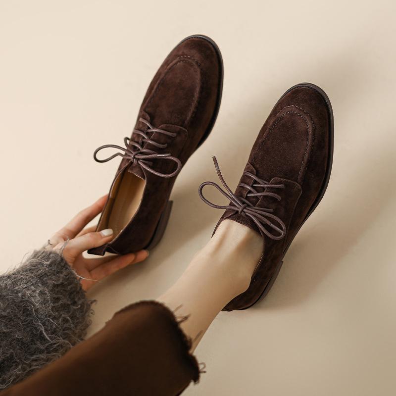 Strong promotion~ Retro loafers, lace-up deep-mouth flat-soled single shoes, women's British-style small leather shoes