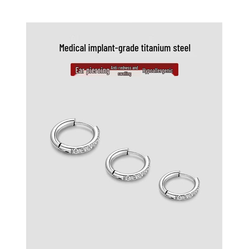 Titanium Steel Hoop Earrings for Women and Men - Plain Ear Hoops, Cartilage Studs, and Clips