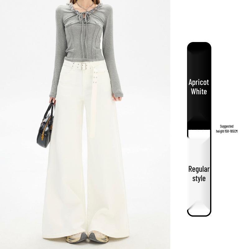 

2025 Spring/Summer Women s European & American Style Casual Wide-leg Denim Shorts with Belt M
