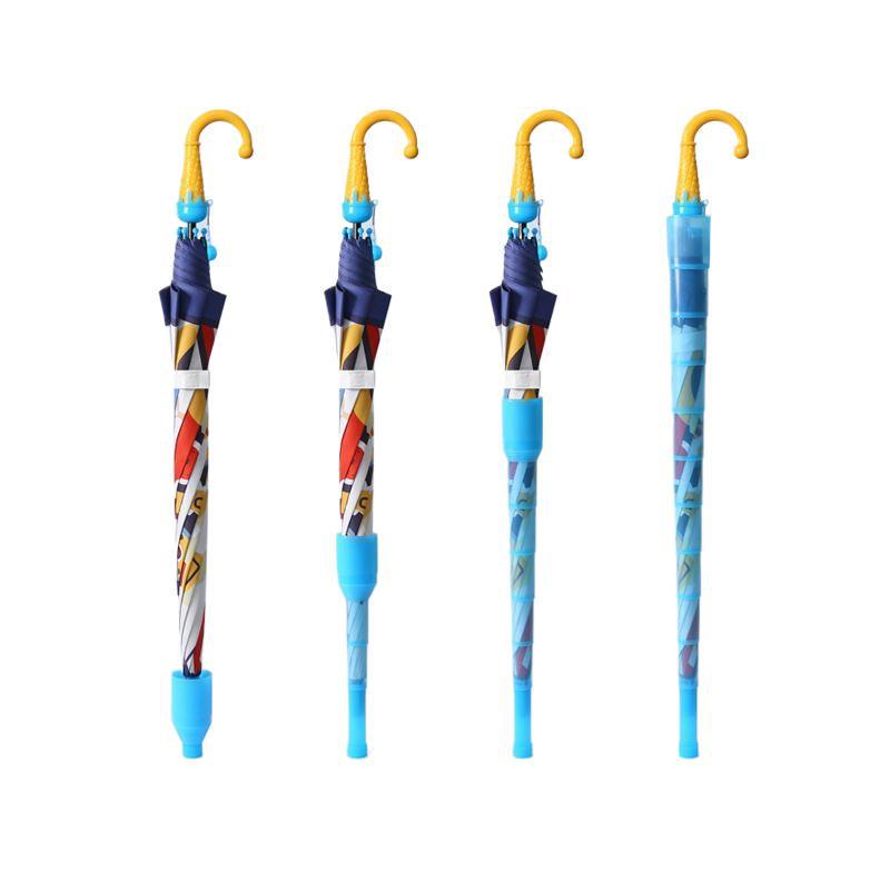 Kids' Cute Cartoon Umbrella - Rounded Corners, Dual-Use for Sun & Rain, Super Light Long Handle.
