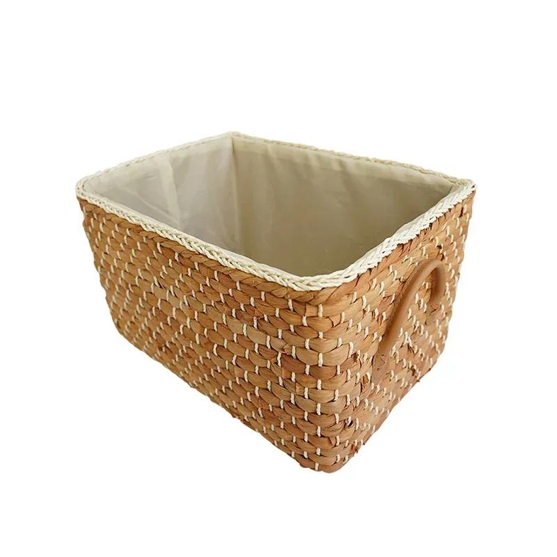 Hand-woven Storage Basket Household Laundry Wicker Baskets with Handles Clothes Container Home Decor Toy Box Basket Storage