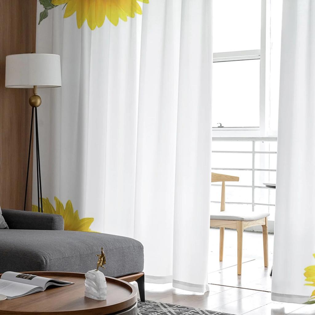 Sonnenblume Blume weiß Tüll Vorhänge für Wohnzimmer Schlafzimmer Dekor Chiffon Sheer Voile Küche Fenster Vorhang