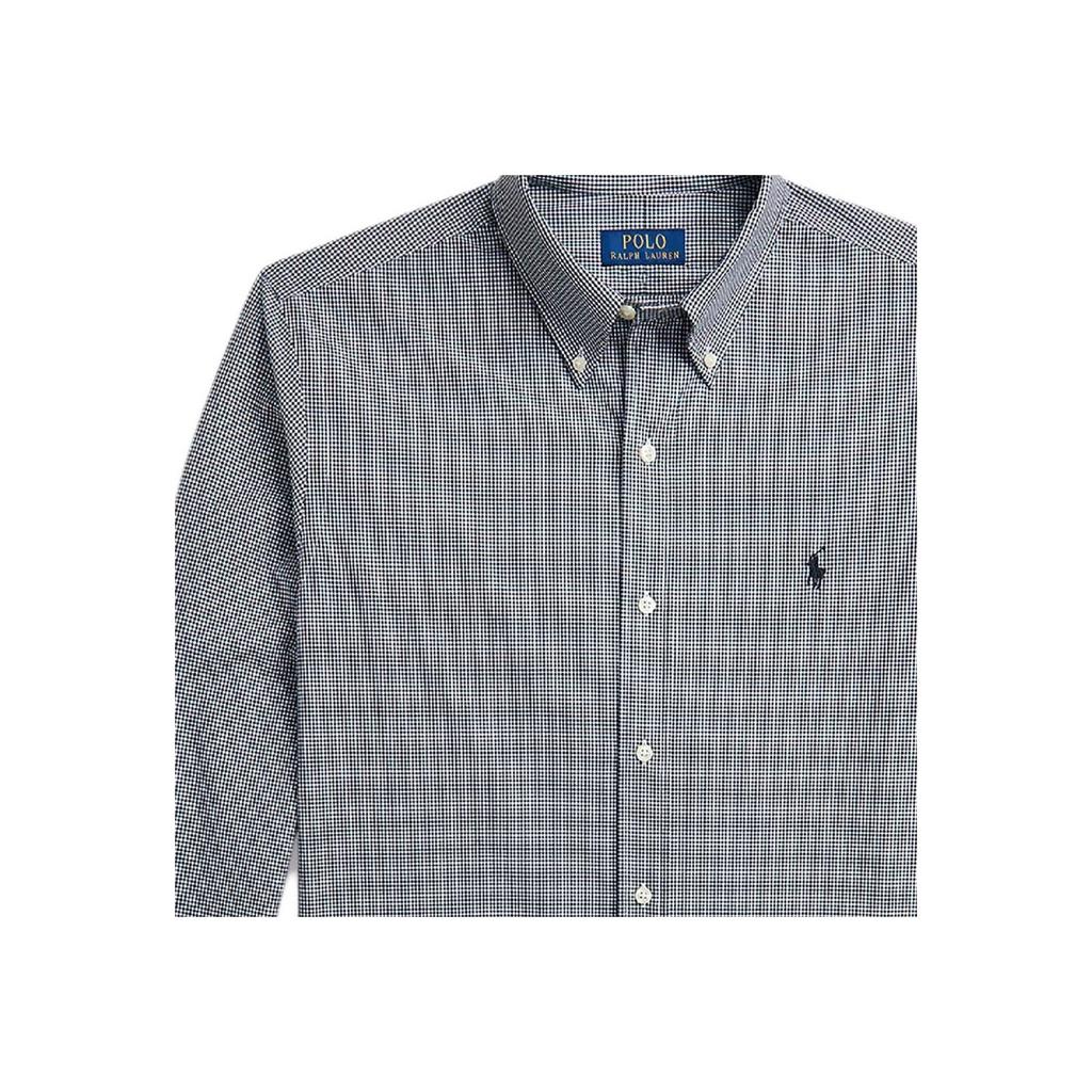 Polo Ralph Lauren Plaid Button-Up Long Sleeve Loose Shirt Men Shirts Black 710928252-003