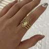 Stainless Steel Vintage Geometric Sunburst Ring For Women Red Love Heart Spiral Flower Finger Rings Party Aesthetic Jewelry Gift