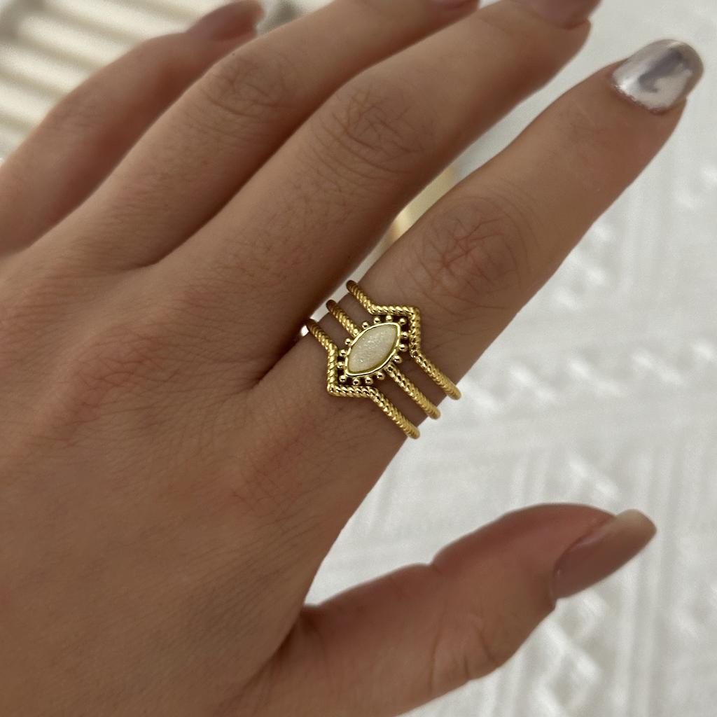 Stainless Steel Vintage Geometric Sunburst Ring For Women Red Love Heart Spiral Flower Finger Rings Party Aesthetic Jewelry Gift