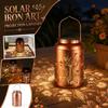 Solar Powered Metal Lantern Outdoor Garden Decorative Light Waterproof Yard Patio Lawn Lamp with Mushroom and Floral Pattern for Outdoor Use