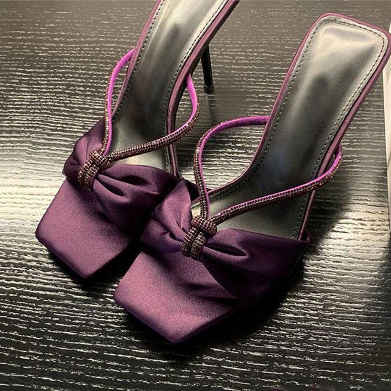 Damenschuhe in Übergröße breite fette Füße Sommer französische Sandalen 2025 neue High Heels Damen Sandalen für draußen quadratische Zehen Pantoletten