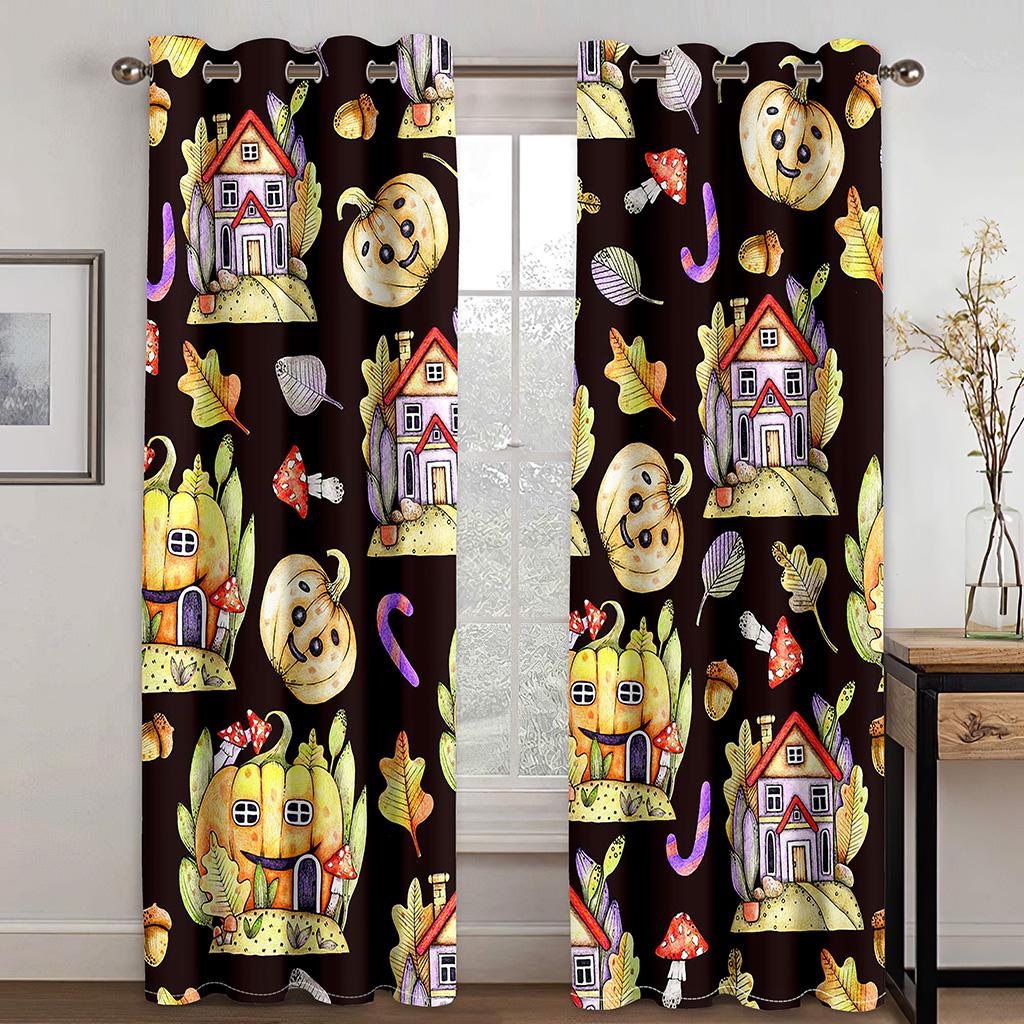 

Мультфильм Festa Junina деревенский фестиваль Роскошные оконные шторы в детской спальне Гостиная Холл Декорации Кухня Шторы Жалюзи W50 X H130(CM)X2&Grommet Top