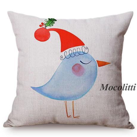 Happy New Year Cartoon Animal Cushion Cover Santa Claus Elk Christmas Decorative Cotton Linen Sofa Throw Pillow Case Cojines