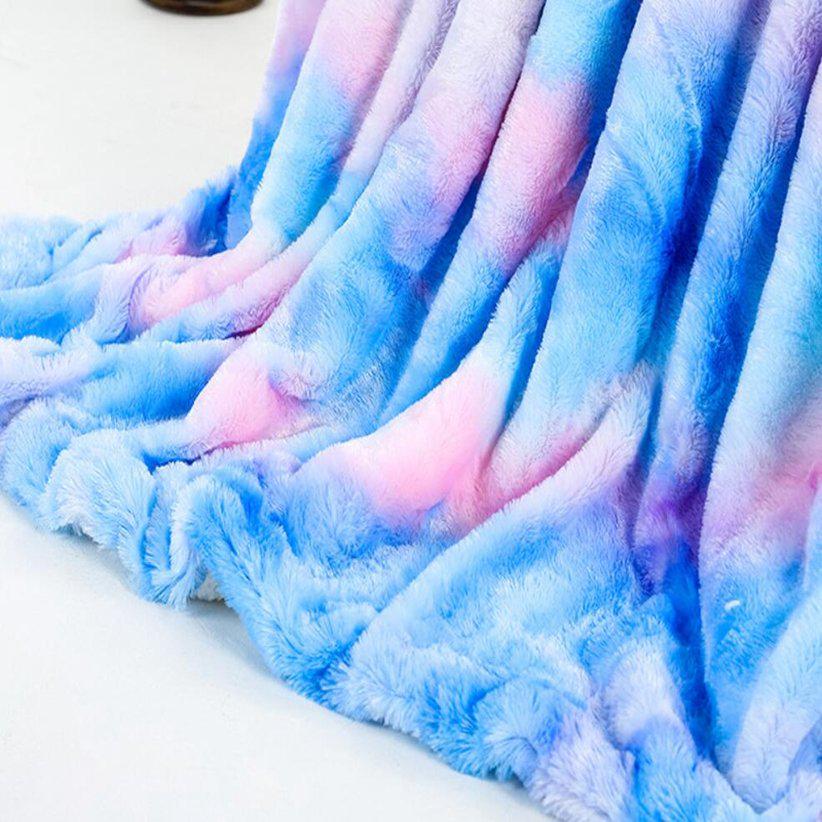Travel Cover Tie Dye Print Office Nap Blankets Velvet Bed 1Pc Warm Rainbow Plush Blanket