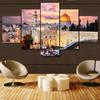 Wall Art Painting 5 Panel Canvas Printed Jerusalem Sunset Landscape Poster Modern Home Decor For Living Room Artwork Pictures No Frame