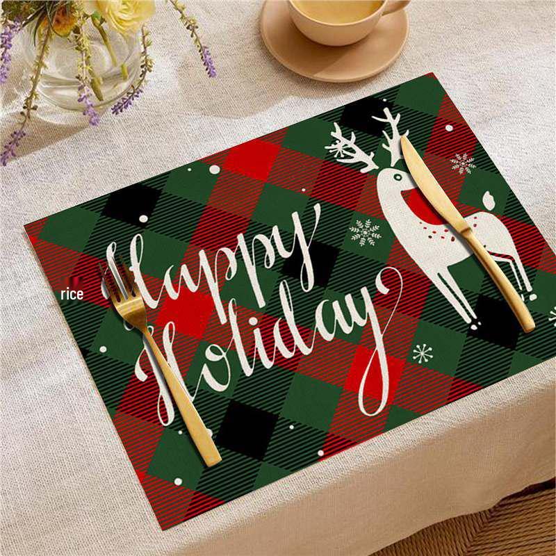 New Year Christmas Table Mat Print: Simple Home Tablecloth Placemat and Decoration