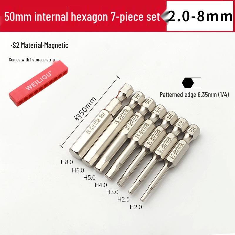 Electroplated Anti-Rust Hex Bit Set, S2 Steel, Extended Pneumatic Air Driver, Hex Socket Screwdriver.