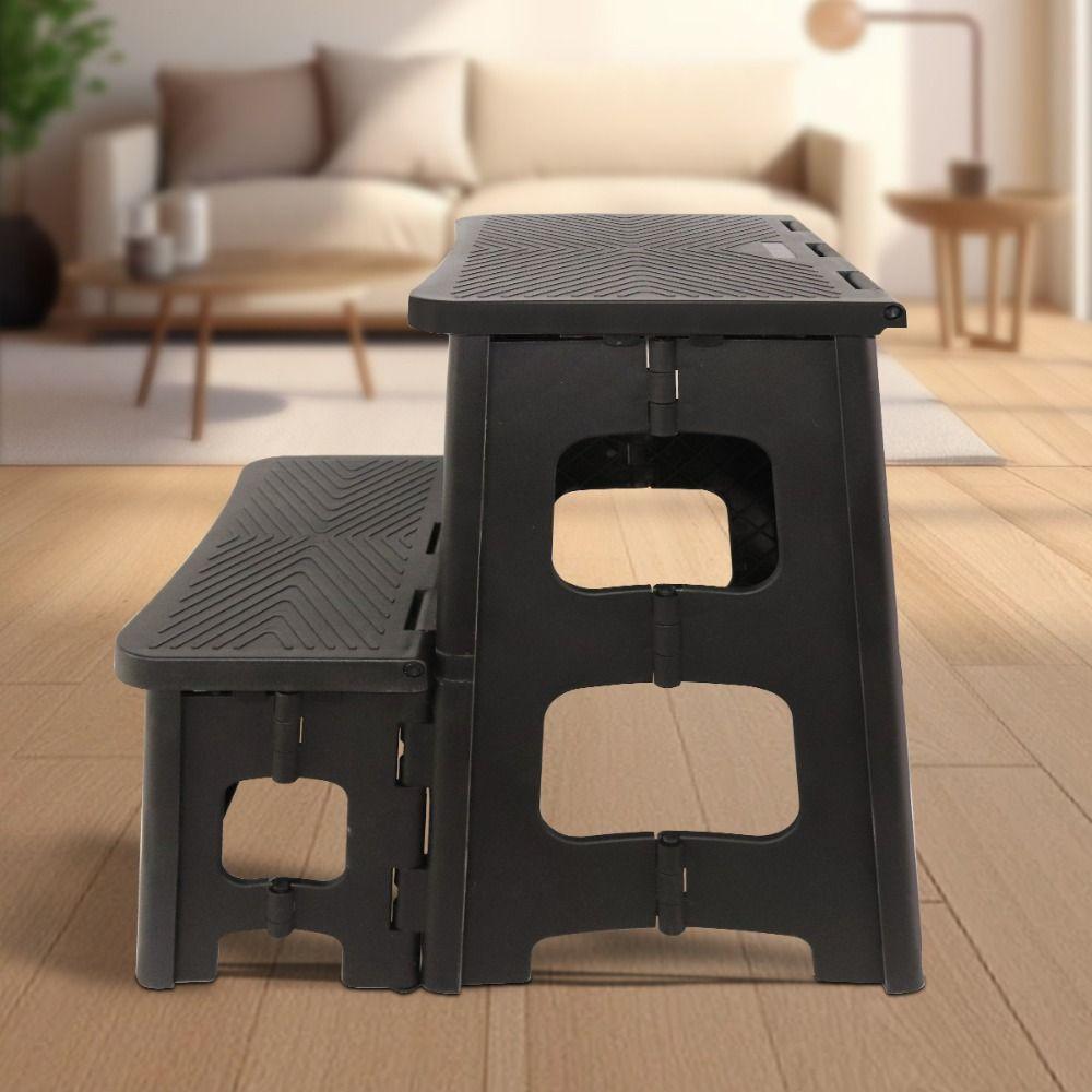 Multi Functional Foldable Stool Stable Support Anti Slip Climbing Stool Lightweight Thickened Plastic Folding Ladder Bathroom