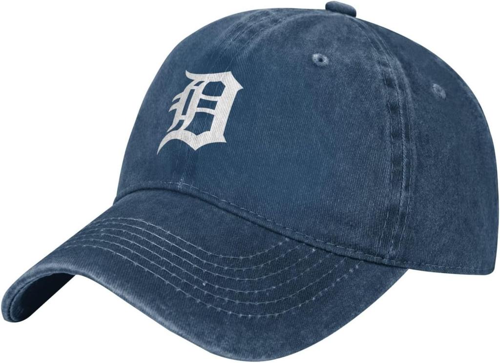 Berretto da Baseball Lettera D di Detroit Cotone Lavato Vintage Regolabile Unisex Cappellino da Papà
