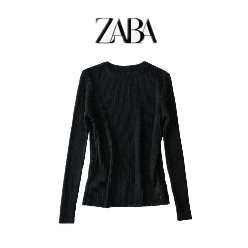 Fashion Wind New Spring New Fashion Women's Clothing Long Sleeves Slim Fit Pullover Regular Knitting Rib Upper Garment 2 Color