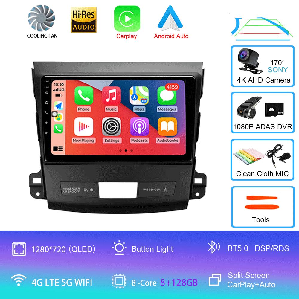 Car Radio Android 14 Carplay For Mitsubishi Outlander 2006-2011 Peugeot 4007 Citroen C-Crosser GPS Multimedia Player Stereo 2din