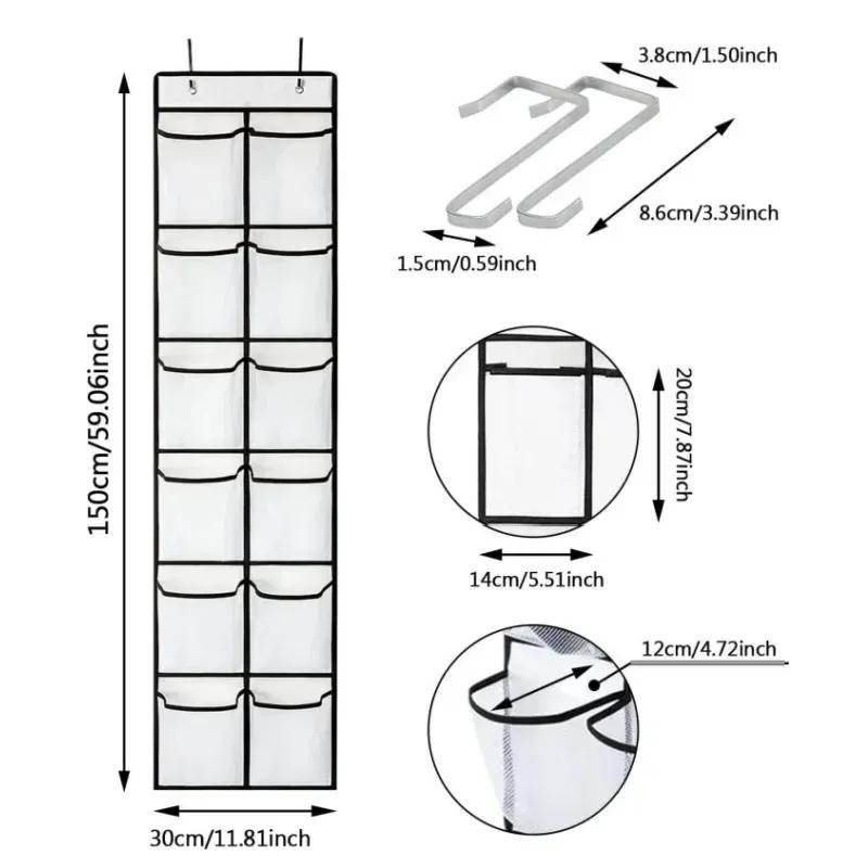 Shoemaker Wall-Mounted Sundries Shoe Organiser Fabric Closet Bag Storage Rack Mesh Pocket Clear Hanging Over The Door Cloth Box 3290₽