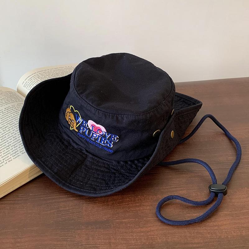 Cute Cartoon Dog Hiking Cap Outdoor Sports Wide-Brimmed Western Cowboy Hat Fashion Cowboy Style Fisherman Hats