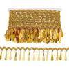 PH PandaHall 10 Yards Gold Fringe Trim Sequin Tassel Trim, 2.2inches Fabric Decorative Trim Gold Edging Trim Sewing Ribbon for Curtain Lampshade Belt
