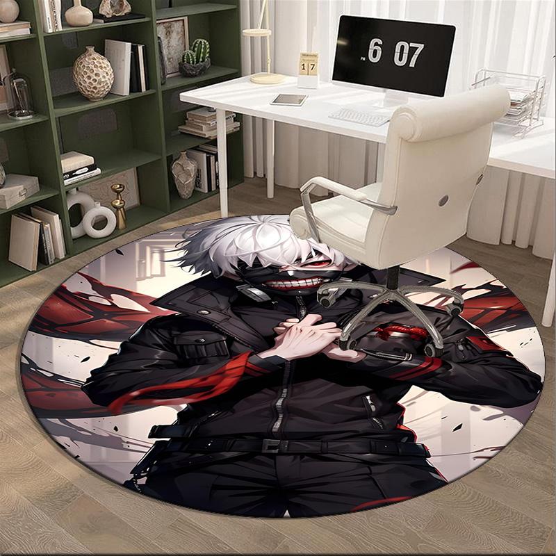 Tokyo Ghoul Masked Mystery Round Rug for Livingroom,Bedroom, Palyroom, Chair Rug, Area Rug, Circle Carpet, Fan Christmas Gift