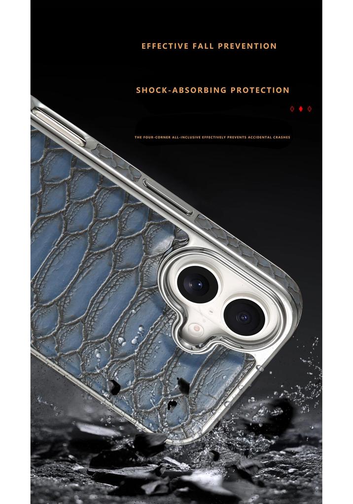 Apple iPhone 17 Pro Max Leather Snake Pattern Drop-Proof Retro Case