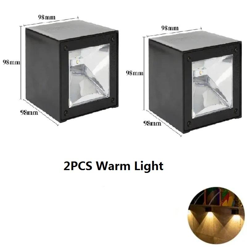 1~2 Pcs LED Solar Light Outdoor Garden Square Wall Lamp Sensor IP65 Waterproof Courtyard Yard Balcony Fence Decor Lighting