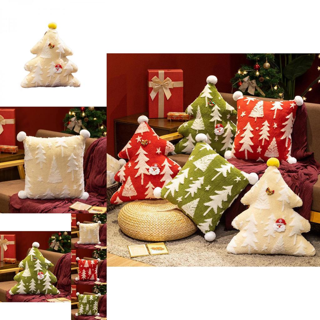 Christmas Tree Pattern Plush Pillows Cushions For Holiday Decor Gift Home Office