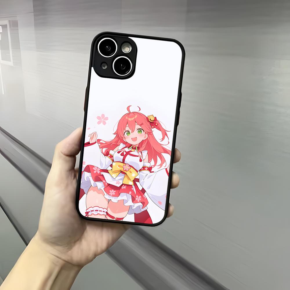 Pink S-Sakura M-Miko Phone Case For Iphone 17 16 15 14 13 12 Pro Max Xr Air Plus Skin Feel Black Hard Shell Cover