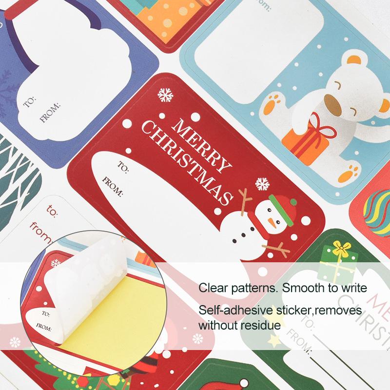 108Pcs/12Sheets Merry Christmas Gift Name Tags Present Seal Label Stickers Christmas Gift Package Decoration DIY XMAS Stickers