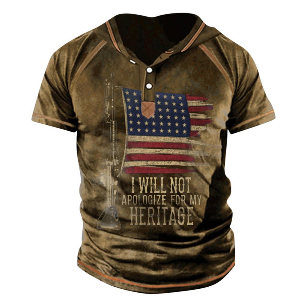 Men'S Printed T-Shirt Outdoor Street Short-Sleeved Hooded Button T-Shirt