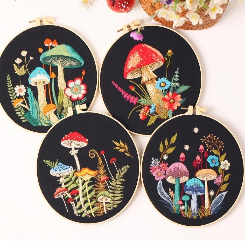 Black Cloth Pattern Embroidery Stitch Practice Kit Handmade DIY Crafts DIY Needlework Kit Embroidery Artcraft Punch Needle Kit