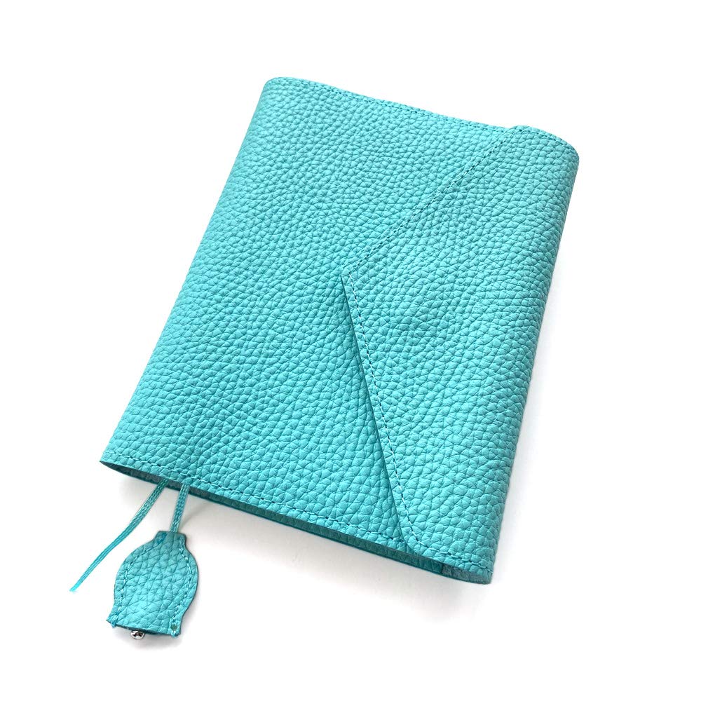 

A6 notebook cover with stylish and blue genuine shrink embossed made in bb006 [blue bloom] bookmark, cute, leather, leather, leather, Japan, (Blue