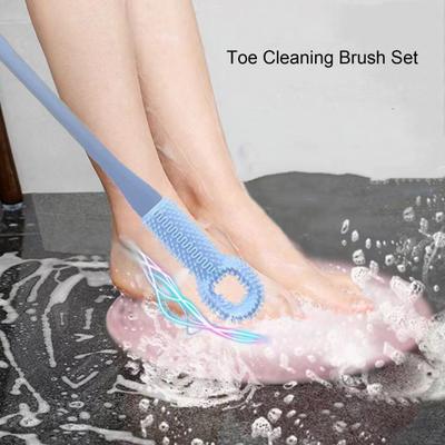 2Pcs Foot Cleaning Brush Set for Toe Seam Massage And Dead Skin Removal Long Handle Silicone Foot Brush And Toe Cleaning Brush Foot Scrubber Tool