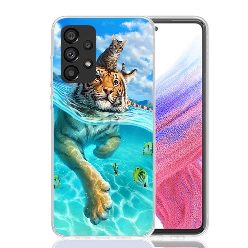 Cool Animal Big Cat Tiger Phone Case For Samsung Galaxy A13 A14 A15 A16 A17 A53 A54 A55 A56 A33 A34 A35 A36 A23 A24 A25 A26 A05S