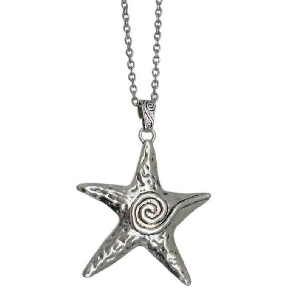 Silver Star Circular Collar Bohemian Silver Jewelry Simple Y2k Necklace Beach