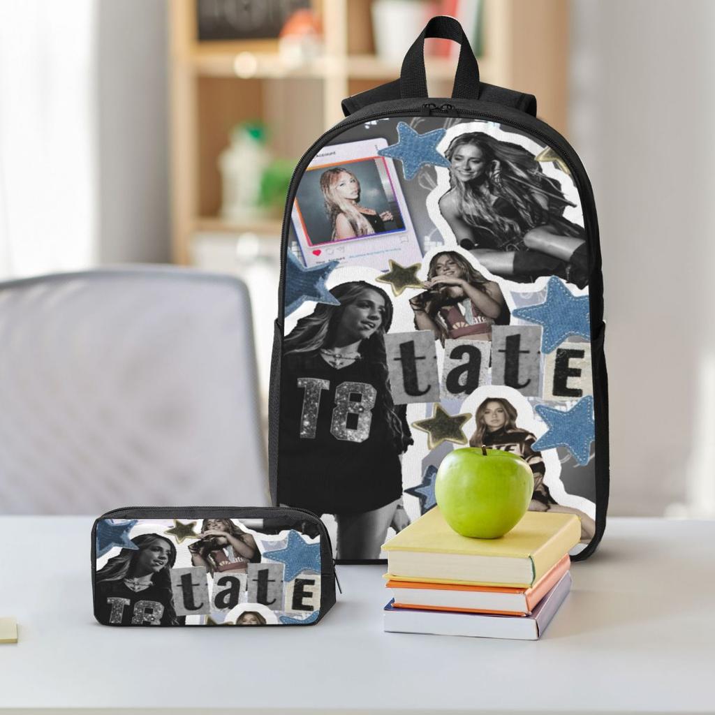 3Pcs Tate McRae Pop School Bags Set for Girls Boys Pen Bags Backpack Sets with Lunch Box For School Students Daypack
