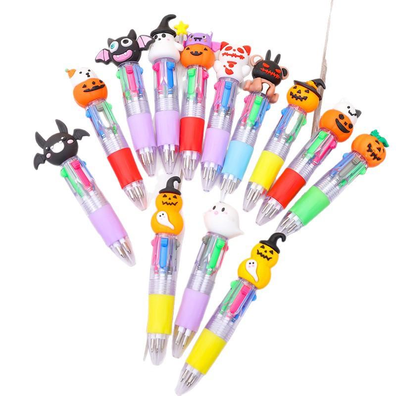 50-1 Halloween Mini Four-color Ballpoint Pen Cute Cartoon Halloween Gift Colored Pen for Elementary School Students