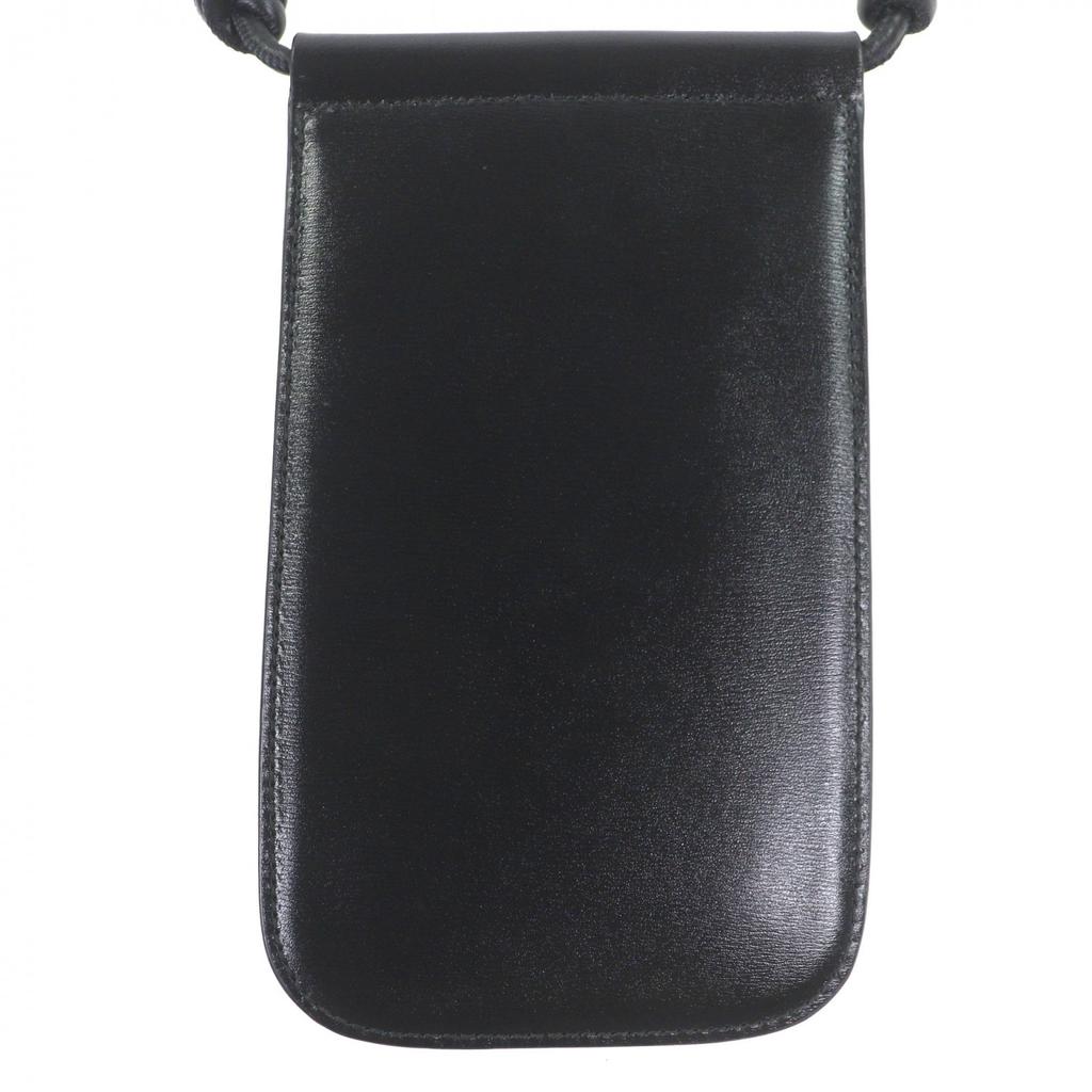 Excellent JIL SANDER Mobile Case GIRO PHONE CASE Logo Print Shoulder Bag Black Used