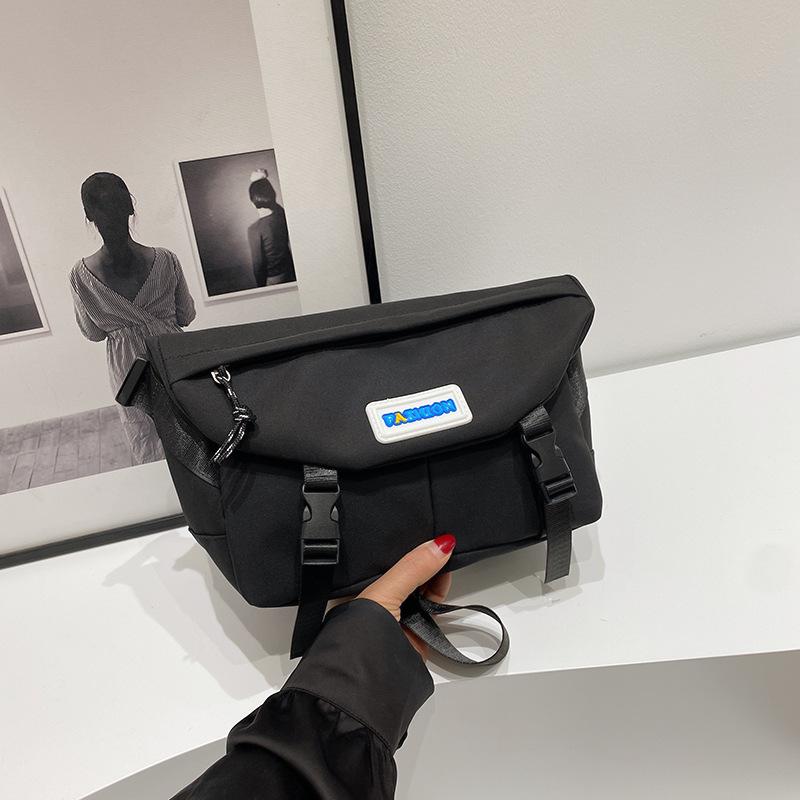 

Large capacity fashion breast bag women s locomotive style shoulder messenger bag solid color simple student sports fanny pack one size fits all