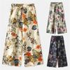 Pantaloni cu imprimeu floral Pantaloni largi din bumbac cu talie inalta