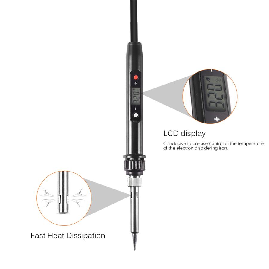 80W LCD Digital Adjustable Temperature Electronic Soldering Welding Iron Tool UK