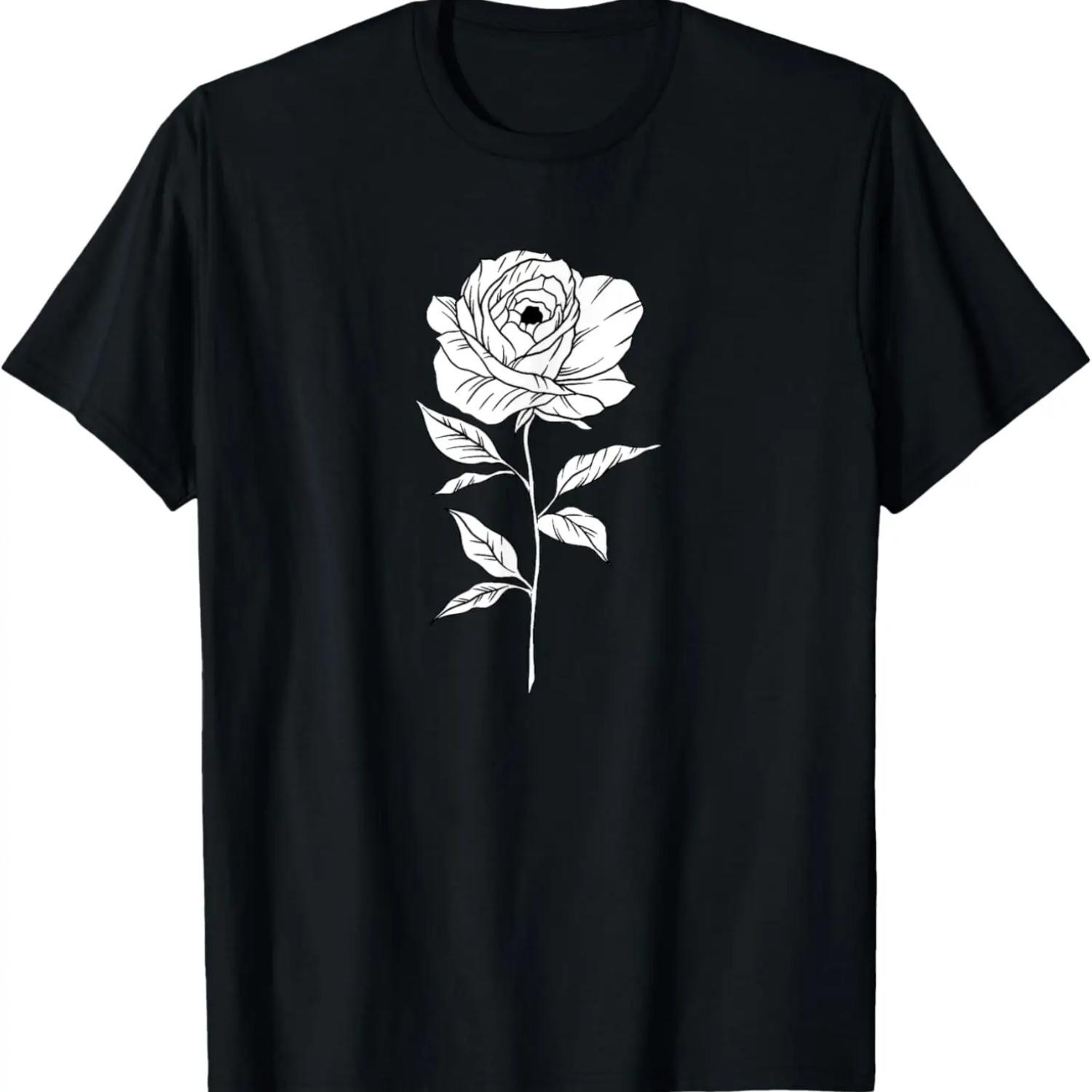 Rose Vintage Inspired Flower Botanical Plants Nature Garden T-Shirt S чёрный