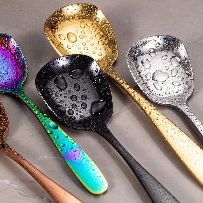Stainless Steel Coffee Square Head Spoon Long Handle Tea Spoons Hot Drinking Flatware Thickened Dessert Spoons