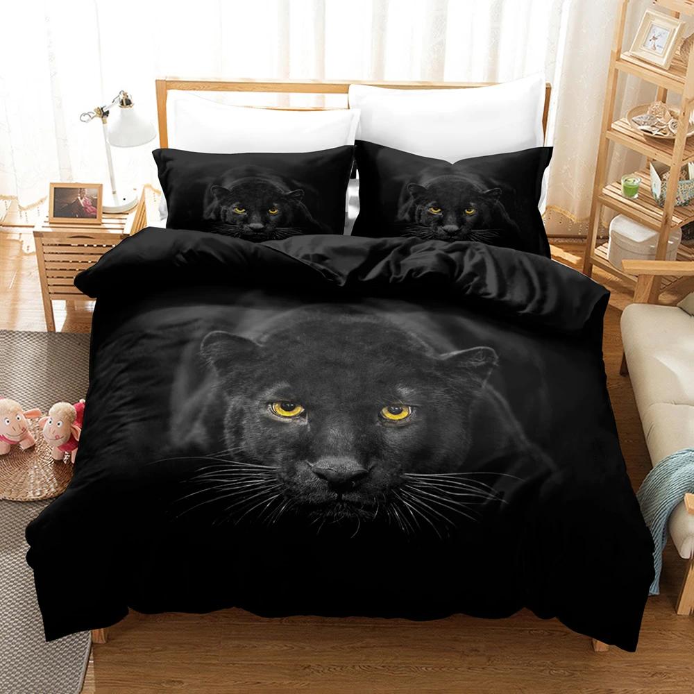 Leopard Print Soft Duvet Cover for King Plus Quen Sized Dimensions Bed, 3D Panther, Soft Duvet Cover,Quen Sized Dimensions,Double Warm Comforter