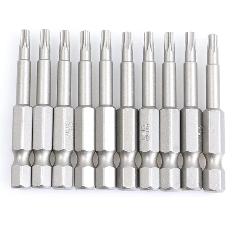 50mm 10Pcs OR 13Pcs Set Security Tamper Proof Magnetic Screwdriver Drill Bit Screw Driver Bits Hex Torx Flat Head 1/4" Hand Tool Screwdriver(T30