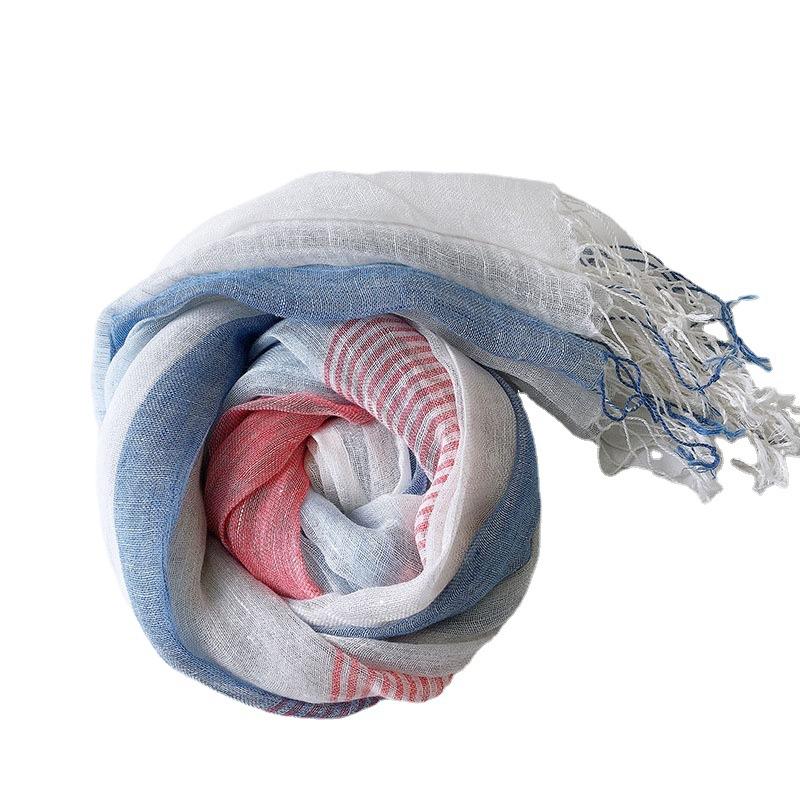 100% Linen Hit Color Plaid Women Winter Scarf High Quality Hijab Fashion Foulard Shawls Scarves 65x190cm