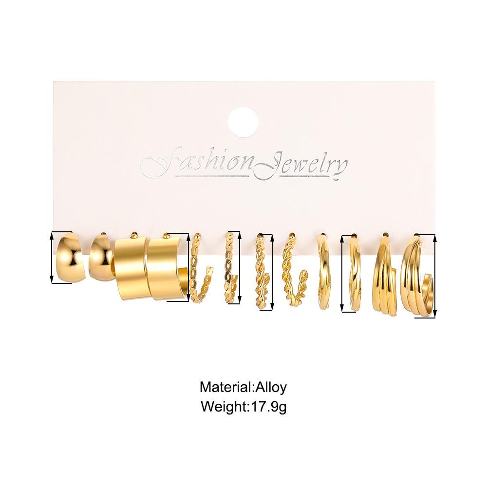 6 par/zestaw w kształcie litery C trójwarstwowy smażony ciasto Twist zestaw kolczyków złoty kolczyk kółko dla kobiet biżuteria akcesoria