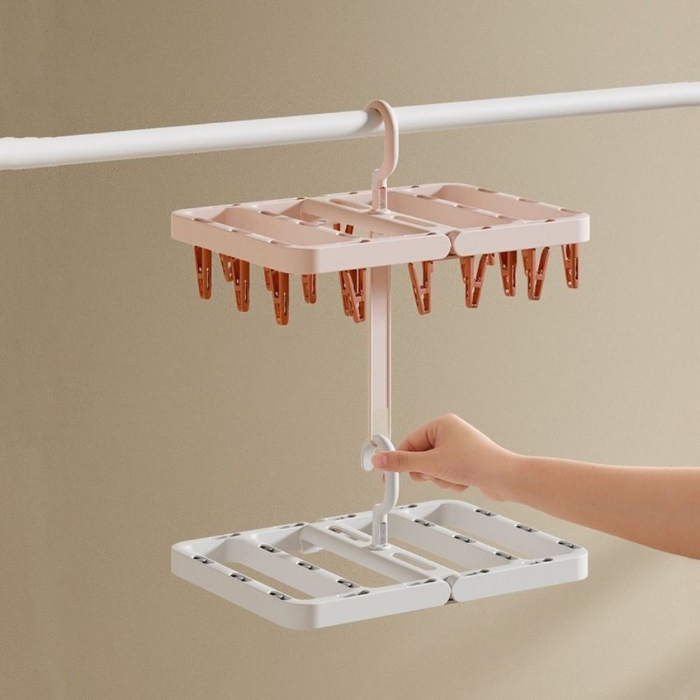 Windproof Collapsible Clothes Drying Rack Plastic Hanging Drying Rack Sock Drying Clip  Travel