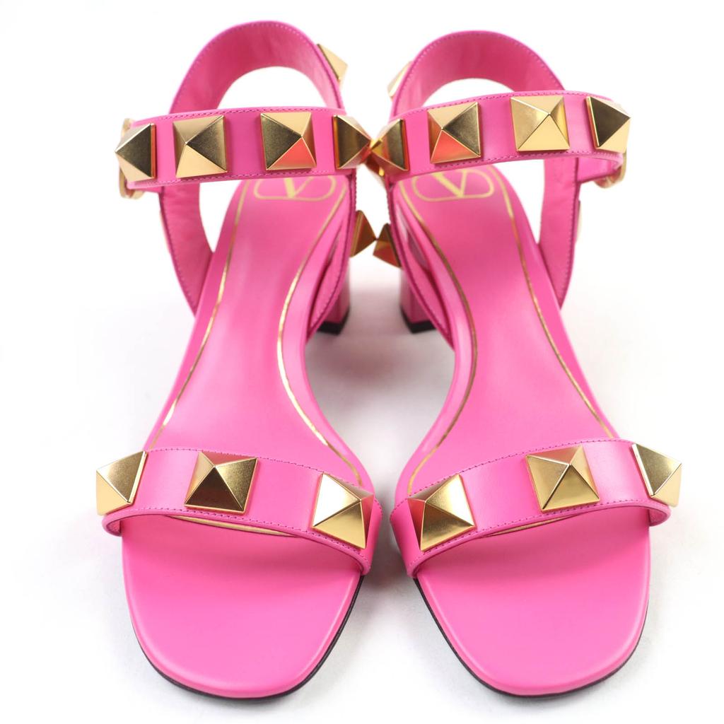 Pristine Valentino Garavani Sandals Rockstud Leather Pink Leather 37.5 XW2S0CR2 Used